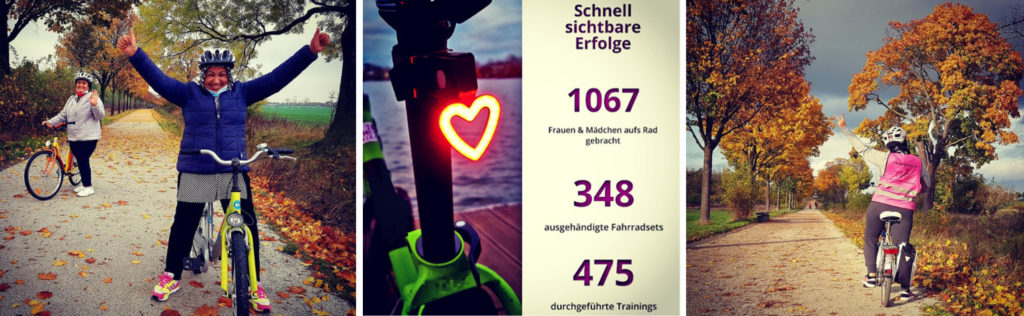 Die stolze #BIKEYGEES Bilanz in über 5 Jahren: insgesamt 1.067 Frauen auf's Rad gebracht, 348 Fahrrad-Sets an die Neuradlerinnen übergeben, in 475 Radfahrtrainings. 